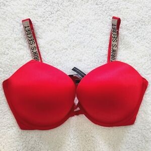 New!Victorias Secret Very Sexy Push Up Red Women's Bra with Embellished Straps